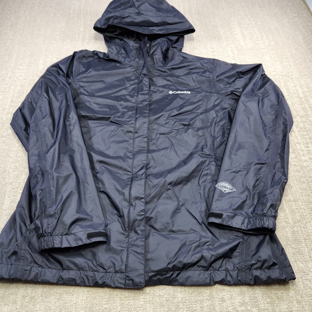 Columbia Rain Jacket Women Large Arcadia II Black Omni Tech Water Resistant